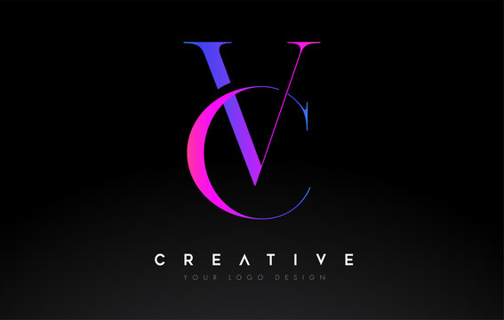 VC CV letter design logo logotype icon concept with serif font and classic elegant style look vector
