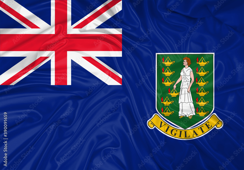 Wall mural British Virgin Islands national flag texture. Background for international concept. Simple waving flag.