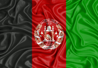 Afghanistan , national flag on fabric texture waving background.