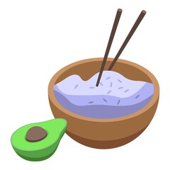 Rice bowl lunch icon. Isometric of rice bowl lunch vector icon for web design isolated on white background