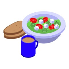Fresh salad lunch icon. Isometric of fresh salad lunch vector icon for web design isolated on white background
