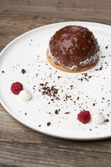 Malaga dessert cake with chocolate, walnuts, bananas