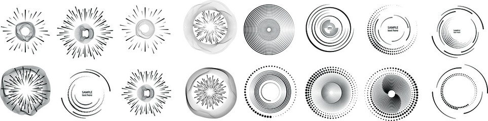 Flow Lines . Vector Illustration .Technology rounded Logo . Design element . Abstract Geometric shape . Striped border