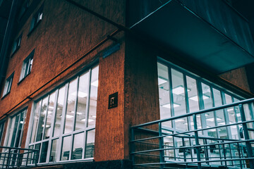 windows of a building. Office in two colours