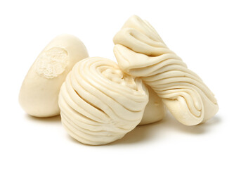 Chinese steamed roll. Close up on white background 