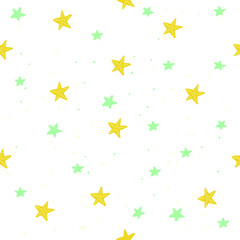 Seamless pattern with colorful starfish, white background