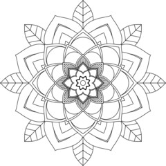 Easy Mandala coloring book simple and basic for beginners, seniors and children. Set of Mehndi flower pattern for Henna drawing and tattoo. Decoration in ethnic oriental, Indian style.