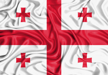 Georgia , national flag on fabric texture waving background.
