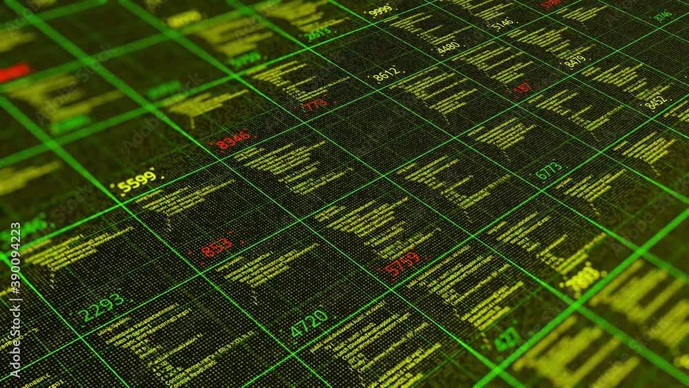 Aufkleber table of cryptocurrency stock exchange market data, seamless loop. animation. abstract informational