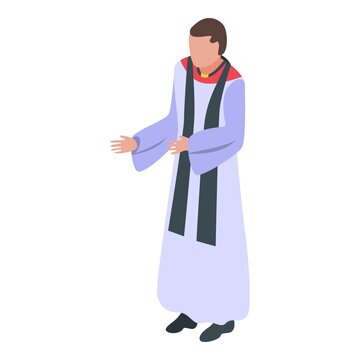 Young priest icon. Isometric of young priest vector icon for web design isolated on white background
