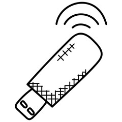 
 A doodle icon design of wifi usb adapter
