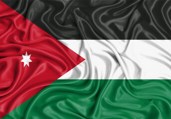 Jordan , national flag on fabric texture waving background.