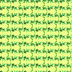 leaves vine with yellow background seamless repeat pattern