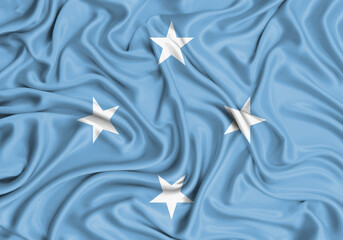 Micronesia , national flag on fabric texture waving background.