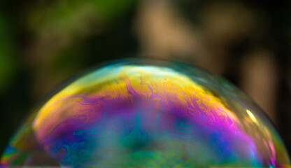 Soap bubble seen in detail, low depth of field, selective focus.