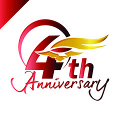 4th. Anniversary design template. 4th anniversary emblem for celebration, invitation card, and greeting card.