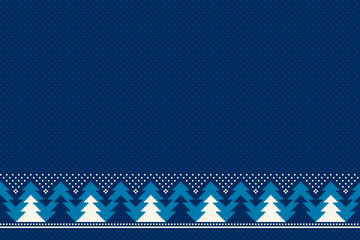 Winter Holiday Seamless Pixel Pattern. Christmas Trees Ornament. Vector Seamless Background with a Place for the Greeting Text or Logo.