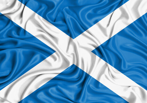 Scotland , national flag on fabric texture waving background.