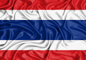 Thailand , national flag on fabric texture waving background.