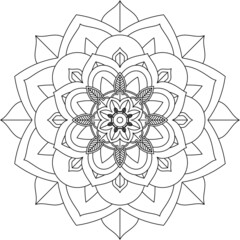Easy Mandala coloring book simple and basic for beginners, seniors and children. Set of Mehndi flower pattern for Henna drawing and tattoo. Decoration in ethnic oriental, Indian style.