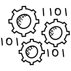
Binary data processing icon doodle 
