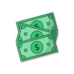 Dollar Money Cash Vector Icon Illustration. Dollar Bill Icon. Cash Money