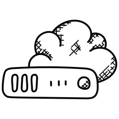 

Doodle icon design of a cloud network server
