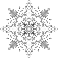 Easy Mandala coloring book simple and basic for beginners, seniors and children. Set of Mehndi flower pattern for Henna drawing and tattoo. Decoration in ethnic oriental, Indian style.