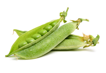 Fresh peas isolated on white background