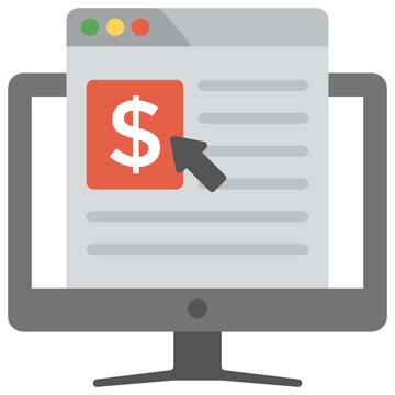 
Digital advertising flat design icon, pay per click 
