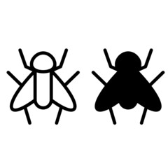 Fly vector icon set. insect illustration sign collection. bug symbol.