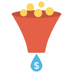 
Flat vector icon design of funnel with dollar sign
