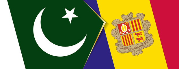Pakistan and Andorra flags, two vector flags.