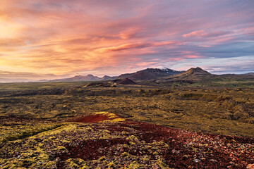 Fototapeta na wymiar Grundarfjordur mountains at sunrise, Iceland