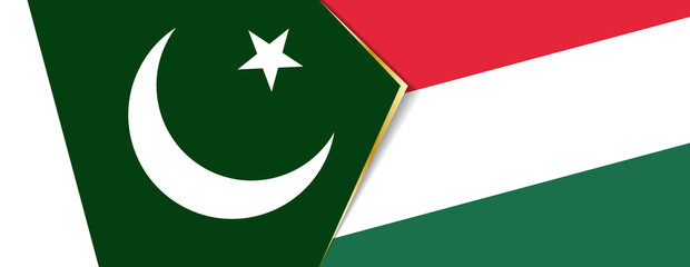 Pakistan and Hungary flags, two vector flags.