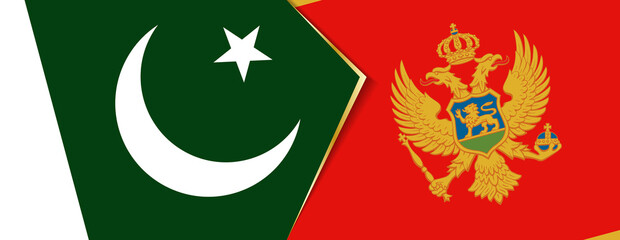 Pakistan and Montenegro flags, two vector flags.