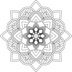 Easy Mandala coloring book simple and basic for beginners, seniors and children. Set of Mehndi flower pattern for Henna drawing and tattoo. Decoration in ethnic oriental, Indian style.