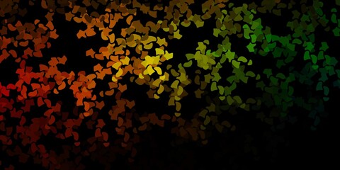 Dark green, yellow vector pattern with abstract shapes.