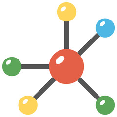 
Chemical bonding connecting network, flat vector icon 
