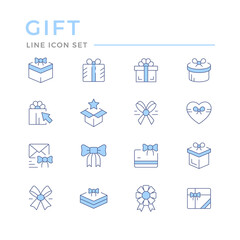 Set color line icons of gift