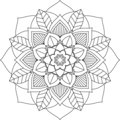 Easy Mandala coloring book simple and basic for beginners, seniors and children. Set of Mehndi flower pattern for Henna drawing and tattoo. Decoration in ethnic oriental, Indian style.