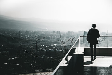 person walking on the bridge