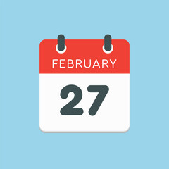 Icon day date 27 February, template calendar page