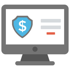 
A shield with dollar on monitor screen, online banking website
