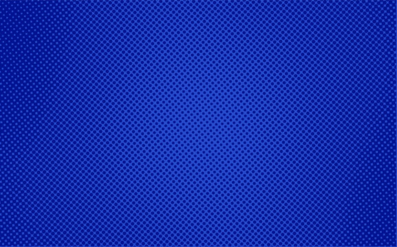 Vertical vector gradient deep dark azure blue pop-art halftone background template, texture. Vector illustration Geometric vintage monochrome fade wallpaper. Pop art print. Dotted retro pattern. 