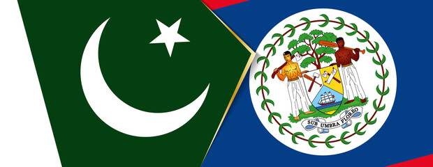 Pakistan and Belize flags, two vector flags.