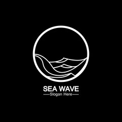 sea ocean wave line logo simple monoline style vector icon symbol illustration