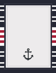 Nautical card template blank with ship anchor