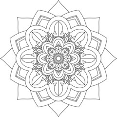 Easy Mandala coloring book simple and basic for beginners, seniors and children. Set of Mehndi flower pattern for Henna drawing and tattoo. Decoration in ethnic oriental, Indian style.
