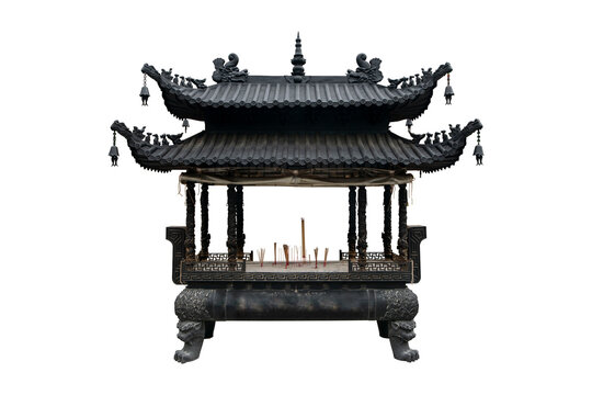 Chinese incense burner isolated  include clipping path on white background